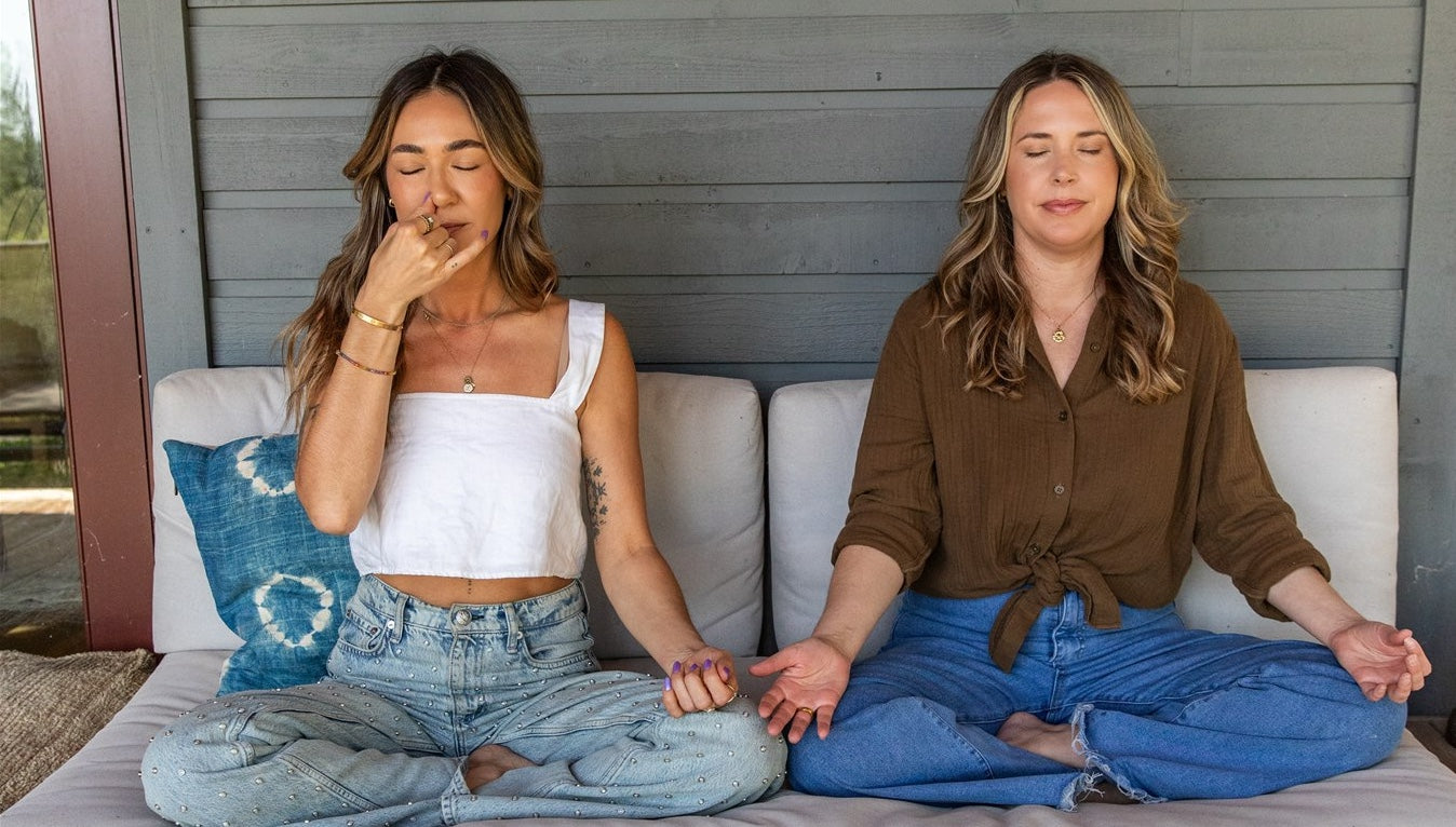 Women practicing pranayama as part of their morning dinacharya for dosha balance in Ayurveda