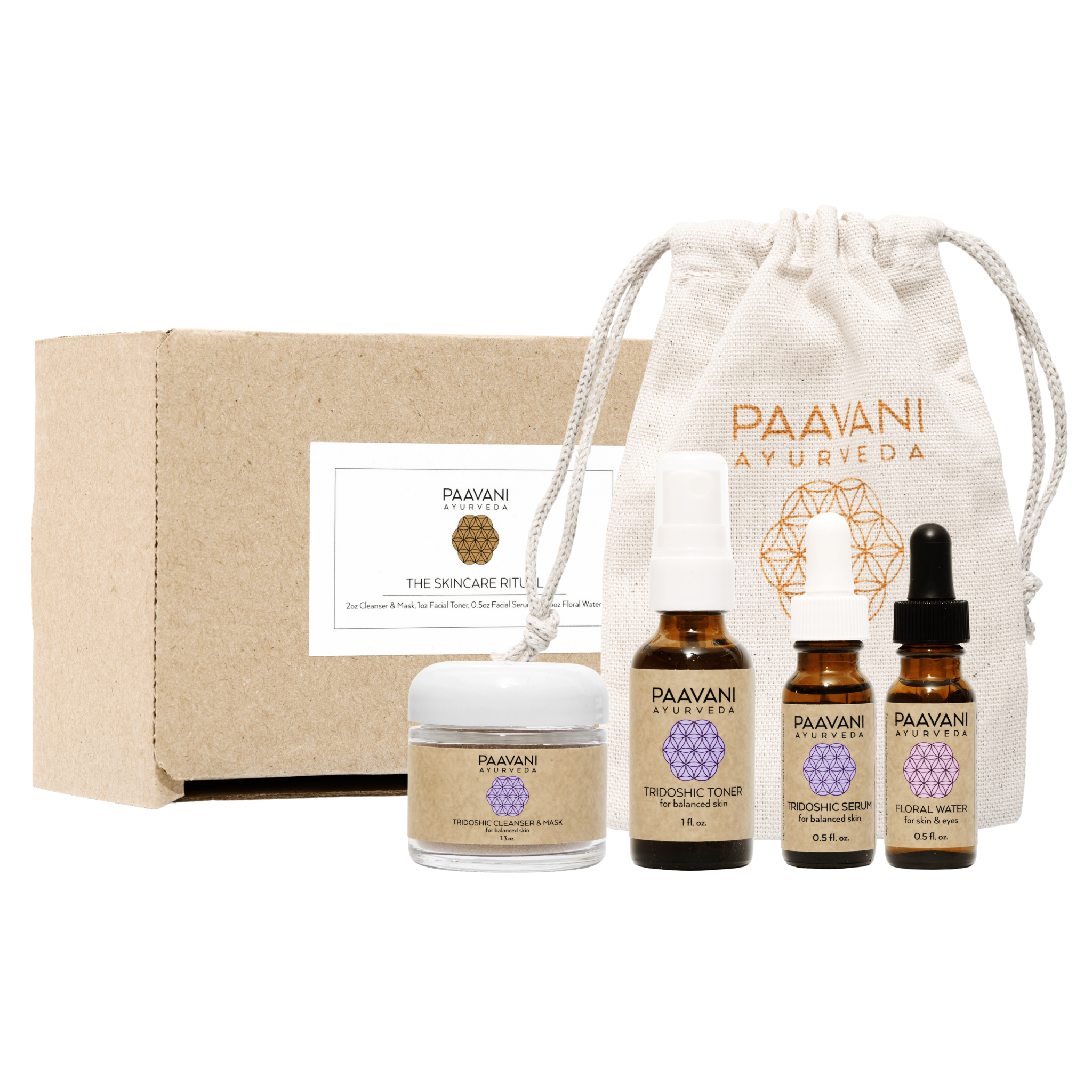 Tridoshic Skincare Ritual | Travel Size Ayurvedic Set for Balanced Skin