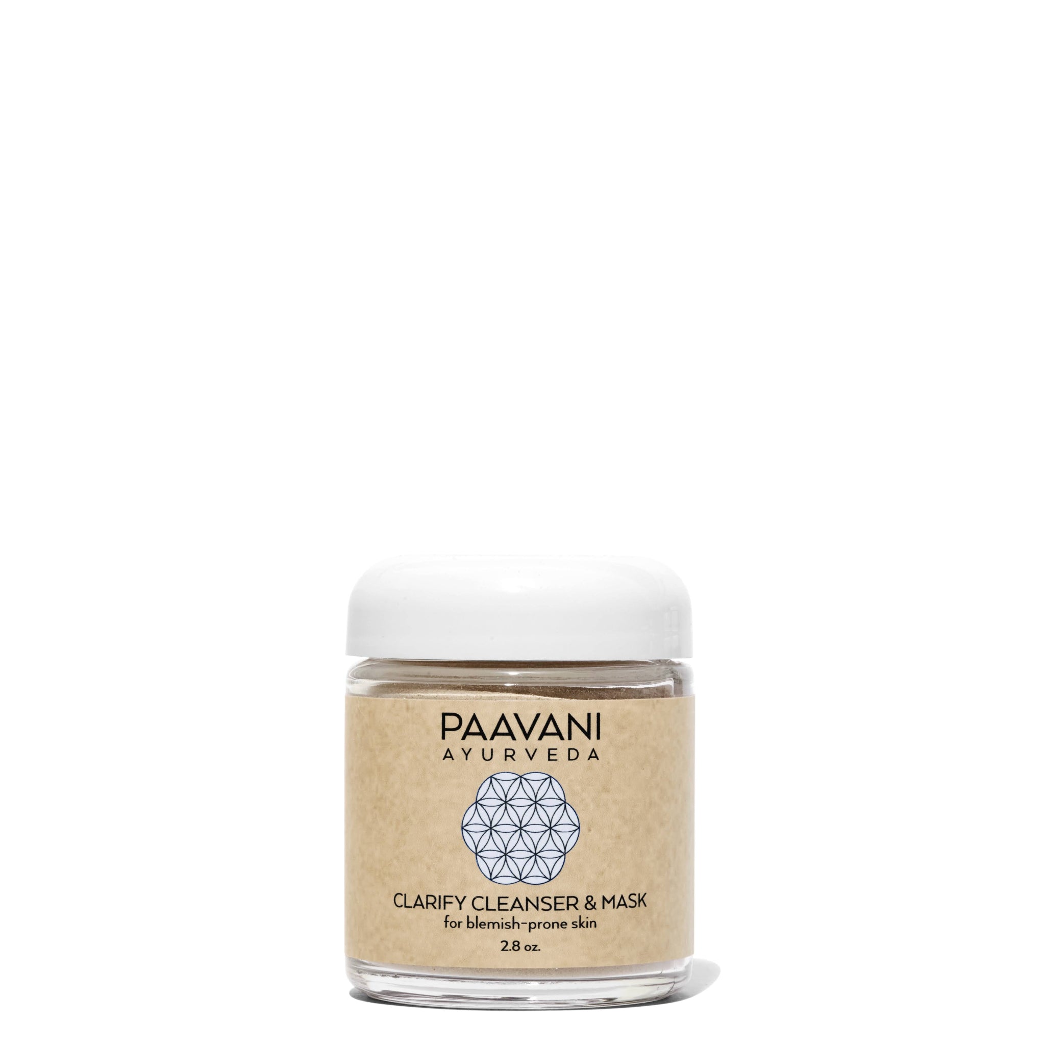 PAAVANI Ayurveda clarifying cleanser & mask jar on a white background