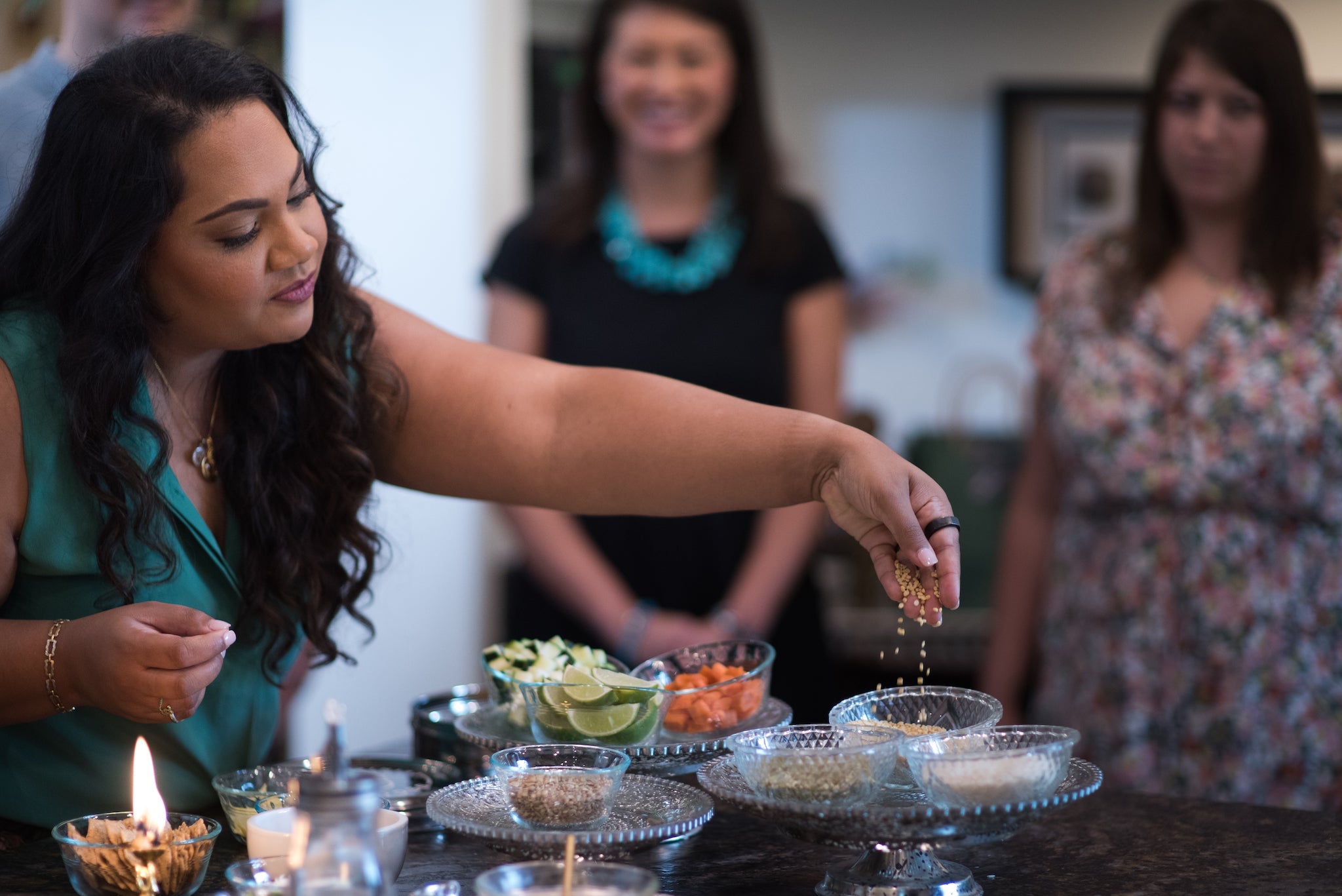 Woman using Ayurvedic herbs