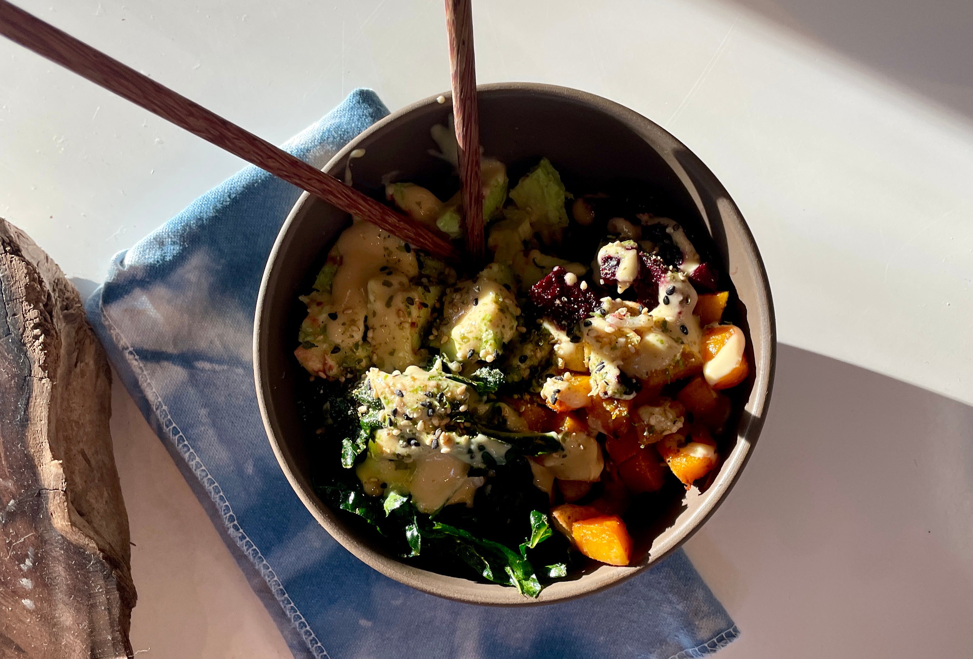 Vata Balancing Veggie Bowl with Orange Miso Dressing