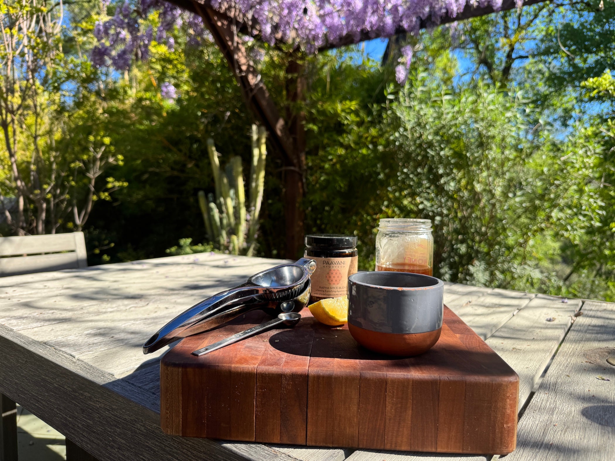 Ayurvedic kapha balancing tonic recipe for spring with warming spices and herbal ingredients