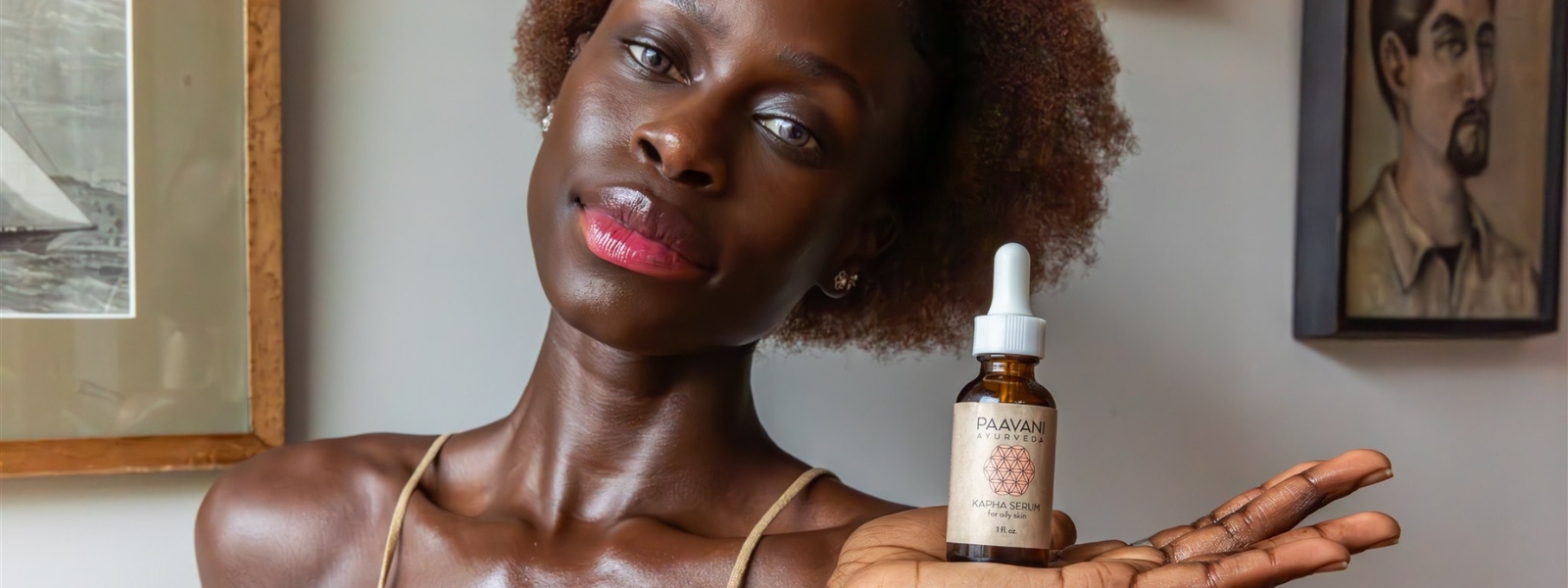 Woman with healthy glowing skin demonstrating Ayurvedic skincare by dosha for balanced, radiant skin.