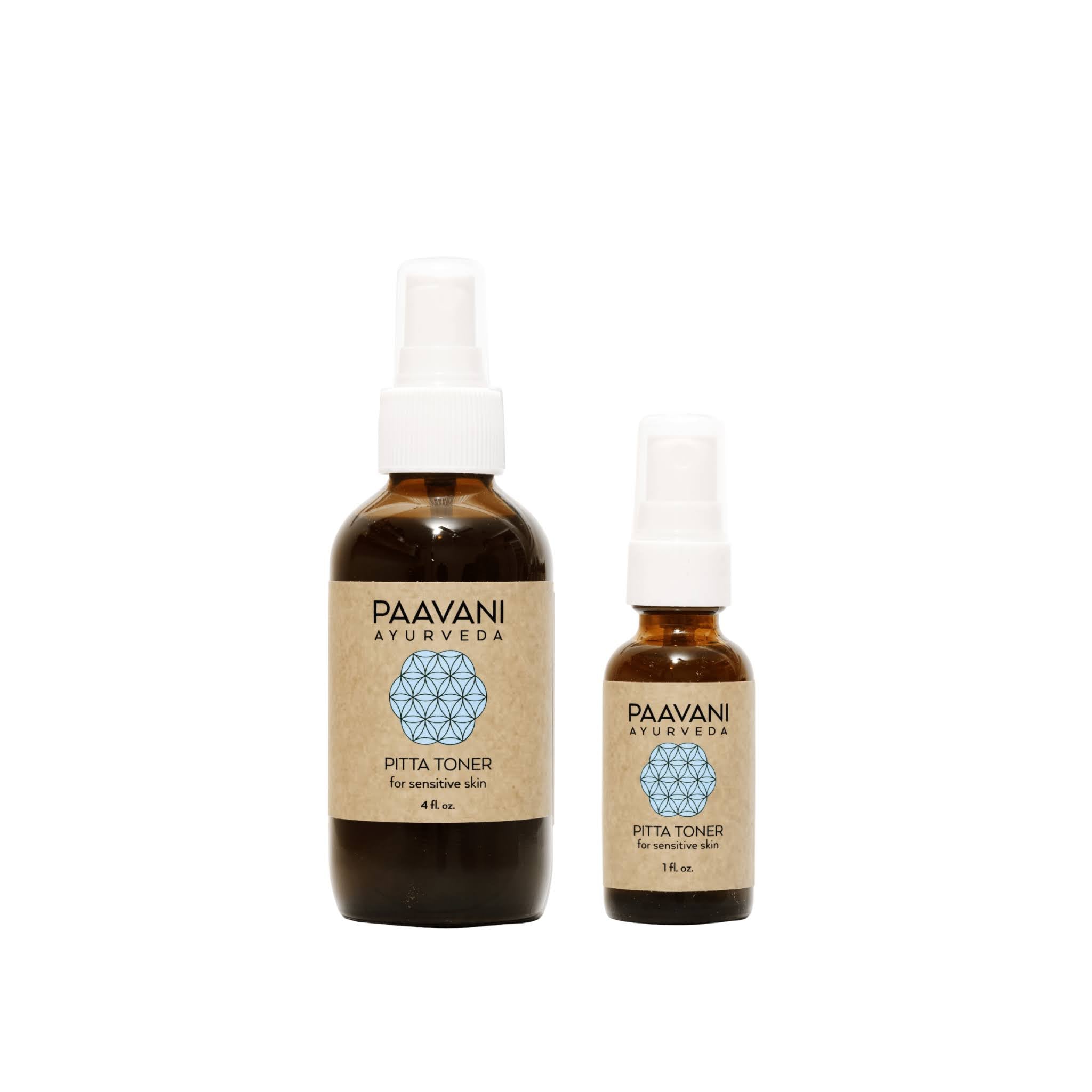 Two bottles of Paavani Ayurveda Pitta Toner on a white background