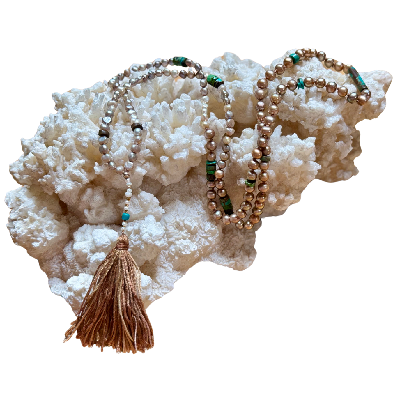 Bhakti Mala | Chocolate & White Pearl Mala for Devotion & Divine Connection