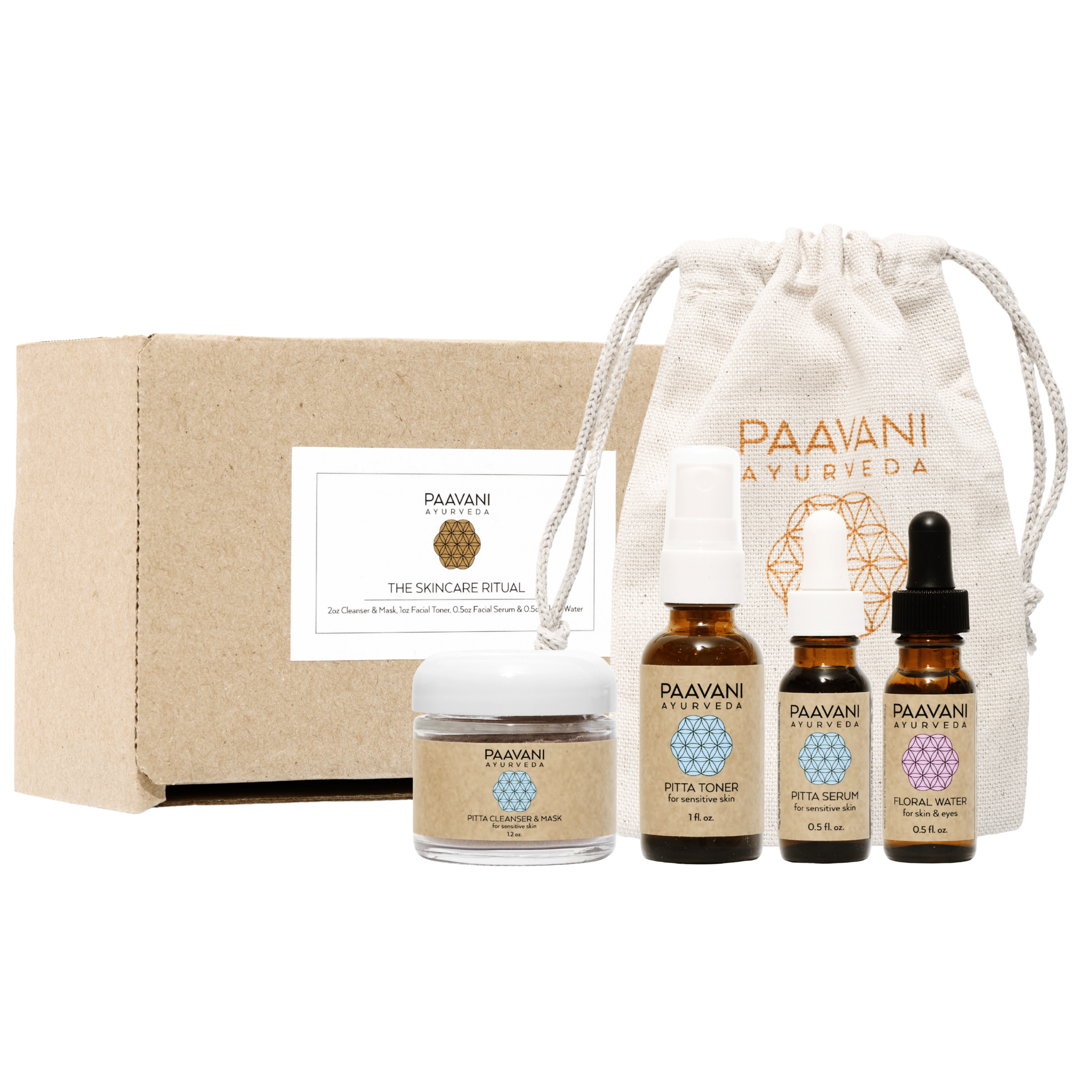 Pitta Skincare Ritual | Travel Size Ayurvedic Set for Sensitive Skin