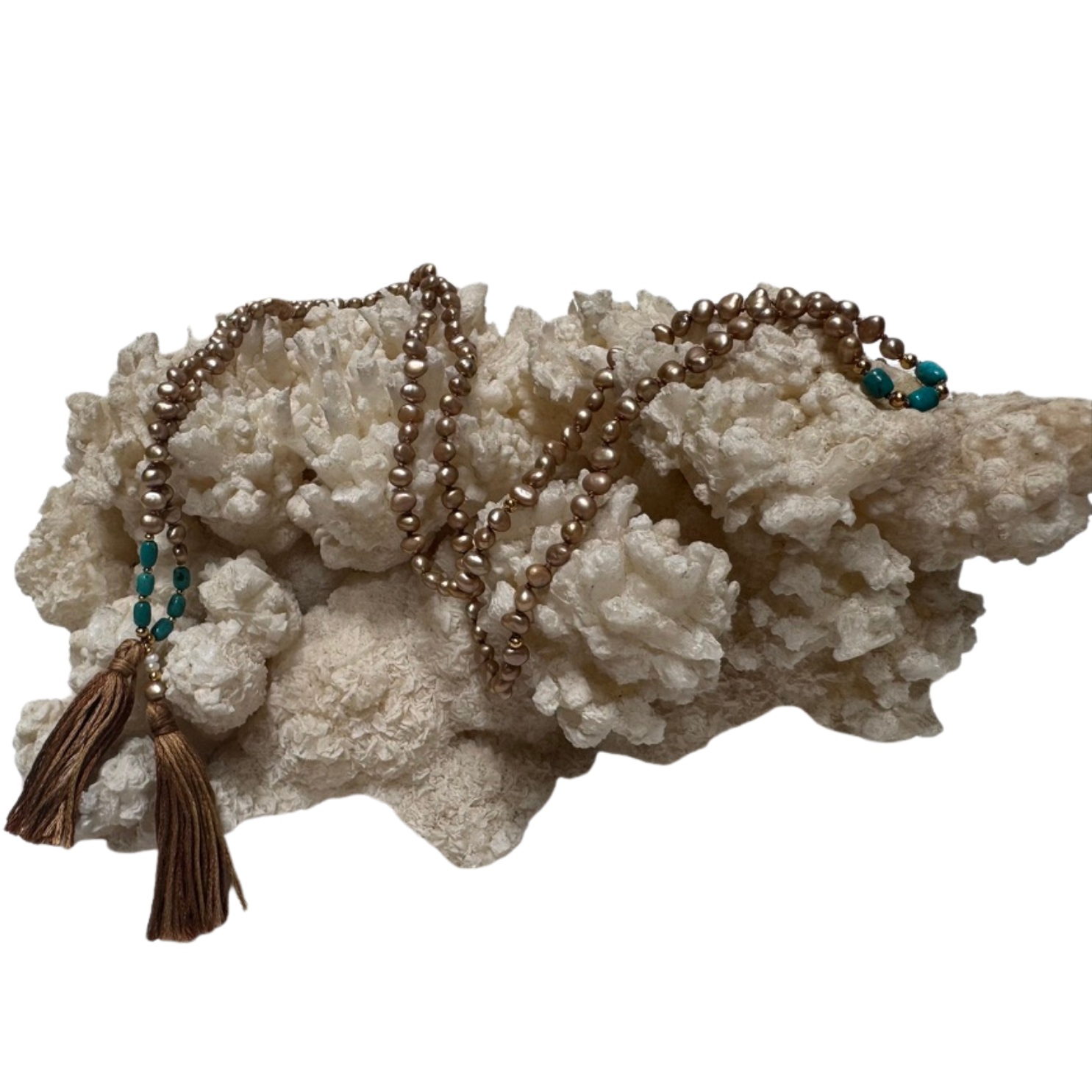 Karuna Mani Mala | Chocolate & White Pearl Mala for Compassion & Spiritual Longing