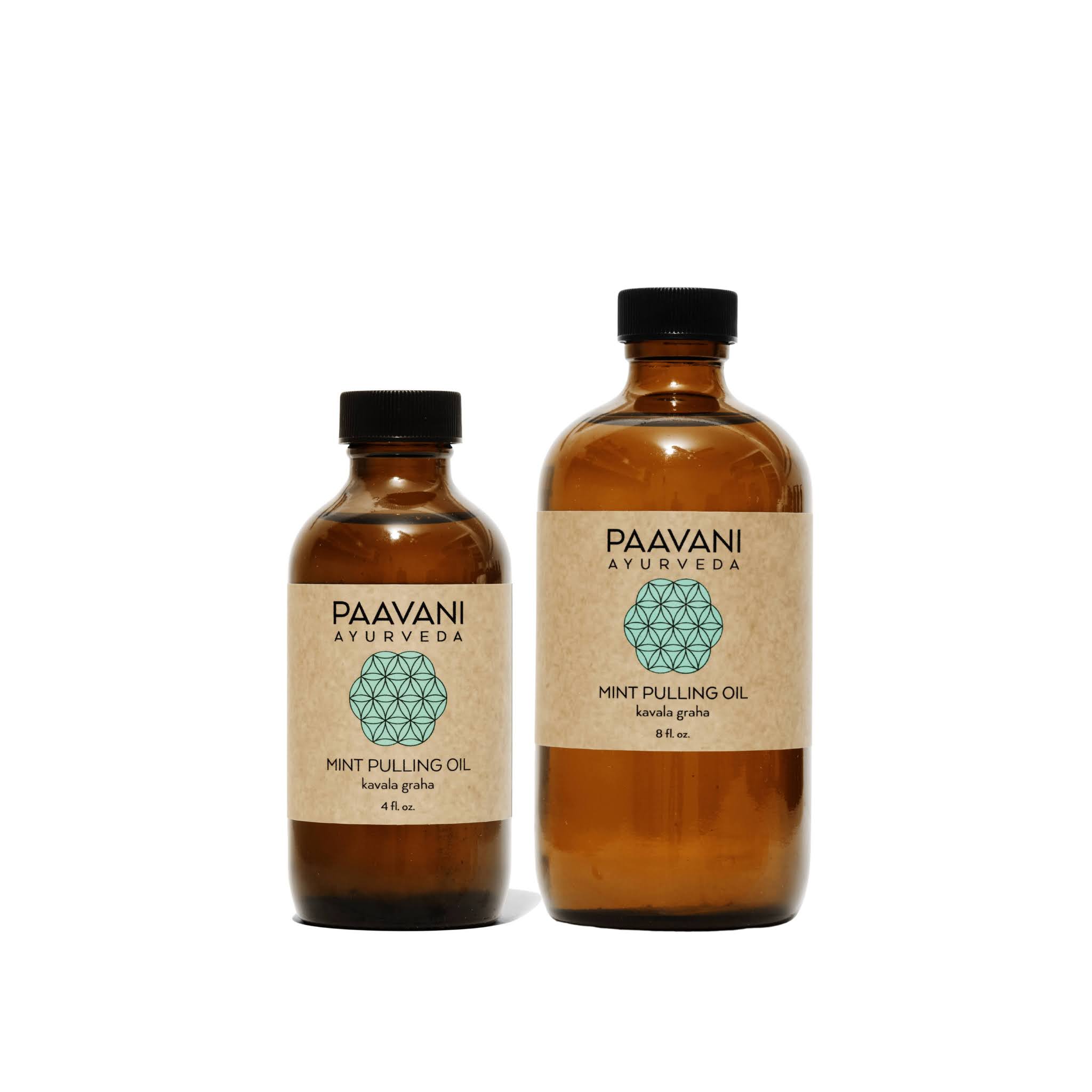 Two bottles of Paavani Ayurveda Mint Pulling Oil on a white background