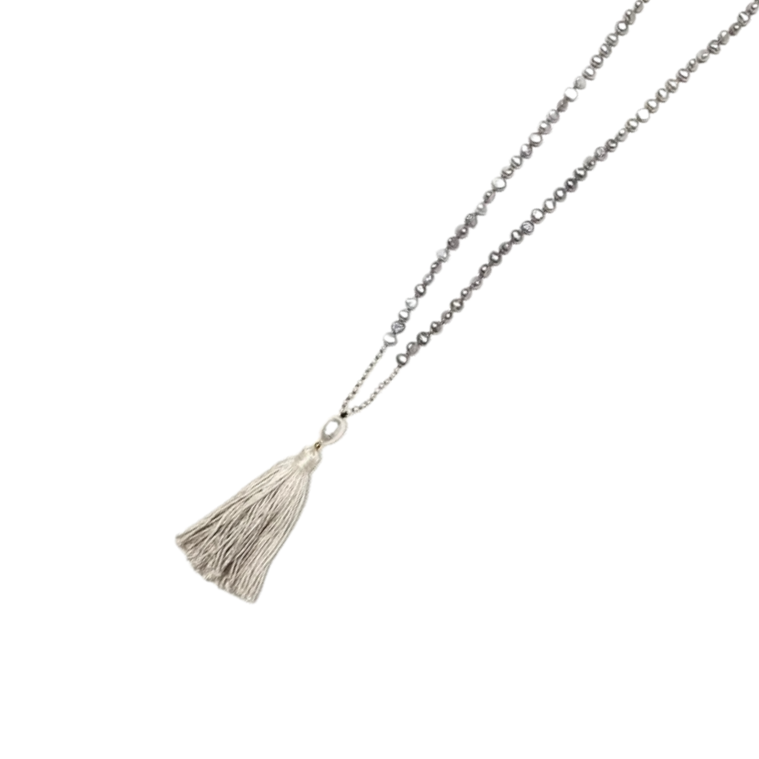 Bhaj Mani Mala | Silver, Grey & White Pearl Mala for Devotional Worship & Love