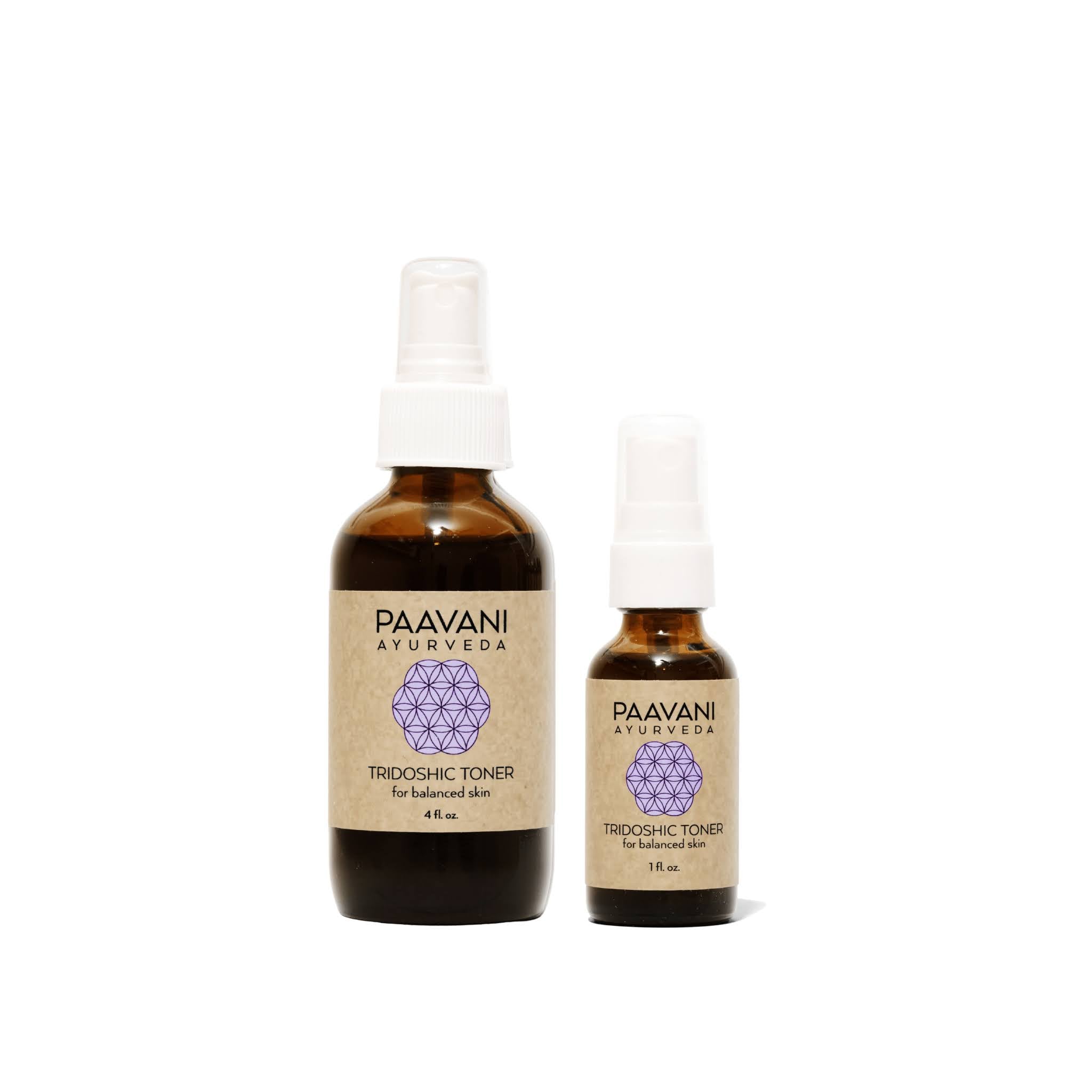 Two bottles of Paavani Ayurveda Tri doshic Toner on a white background