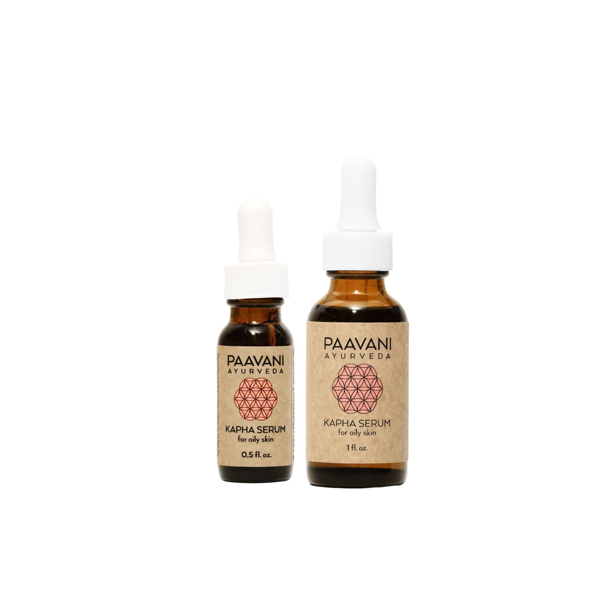 Two bottles of Paavani Ayurveda Kapha Serum on a white background