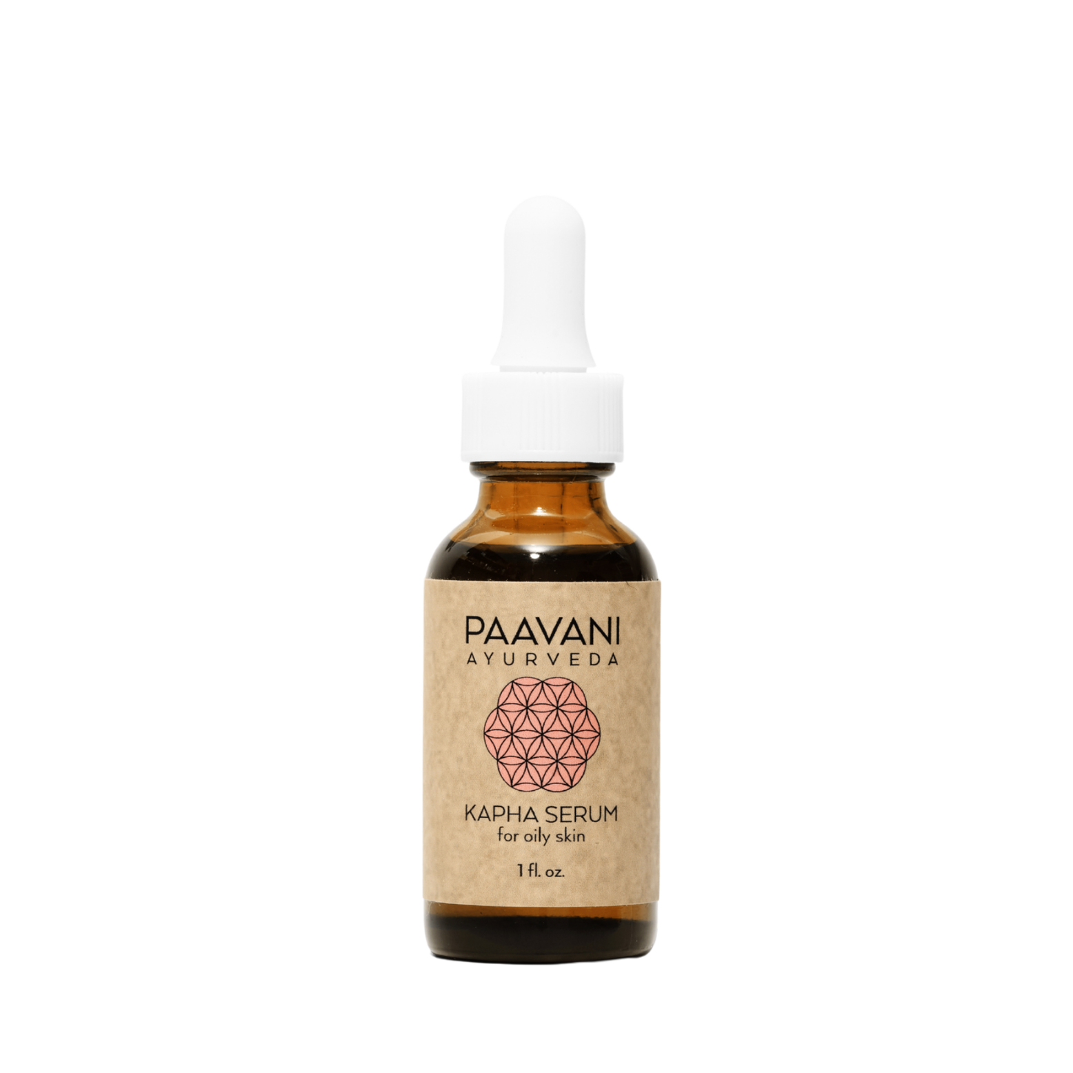 Paavani Ayurveda kapha facial serum 1oz bottle on a white background