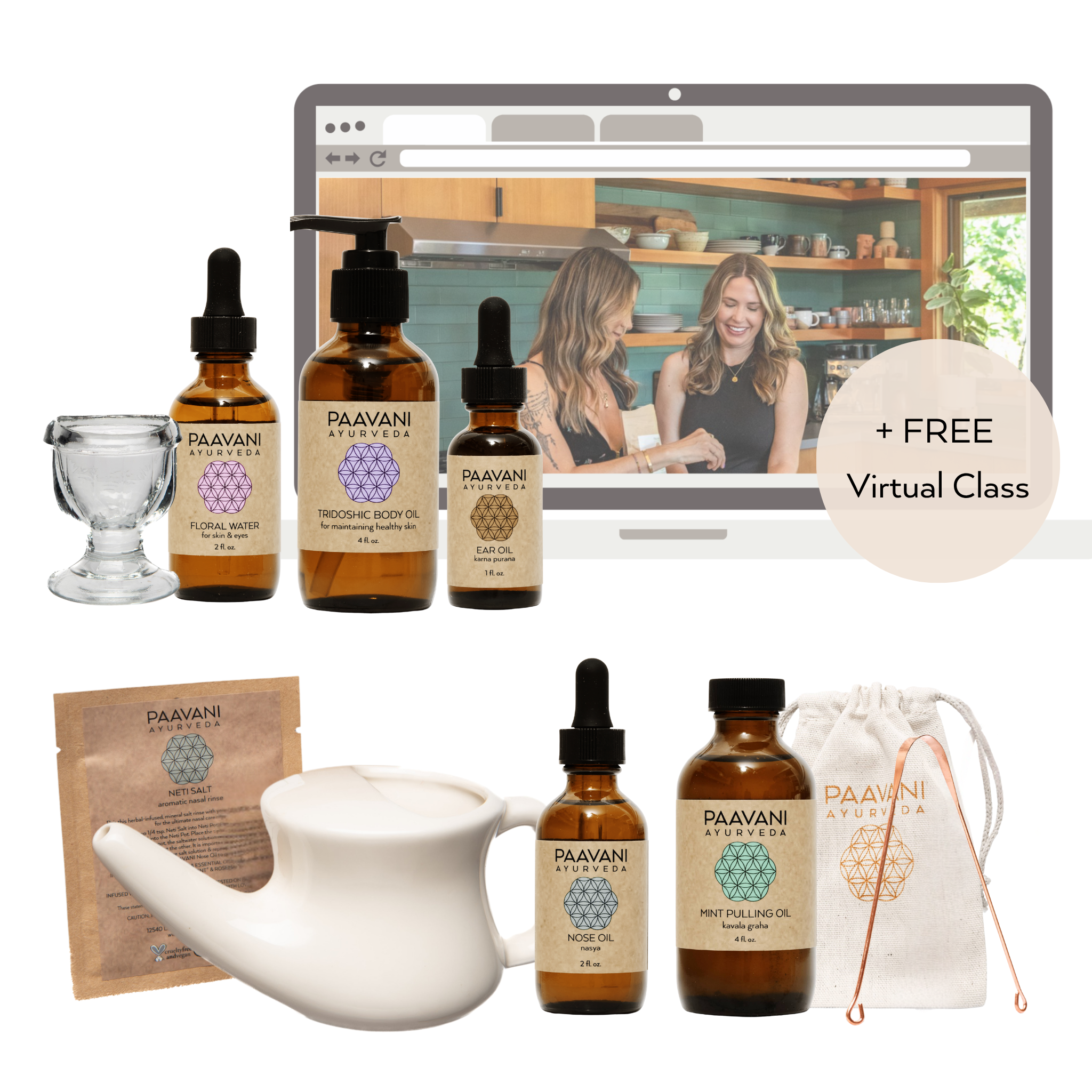 Ayurvedic starter stack including everything you need to start an Ayurvedic self-care practice