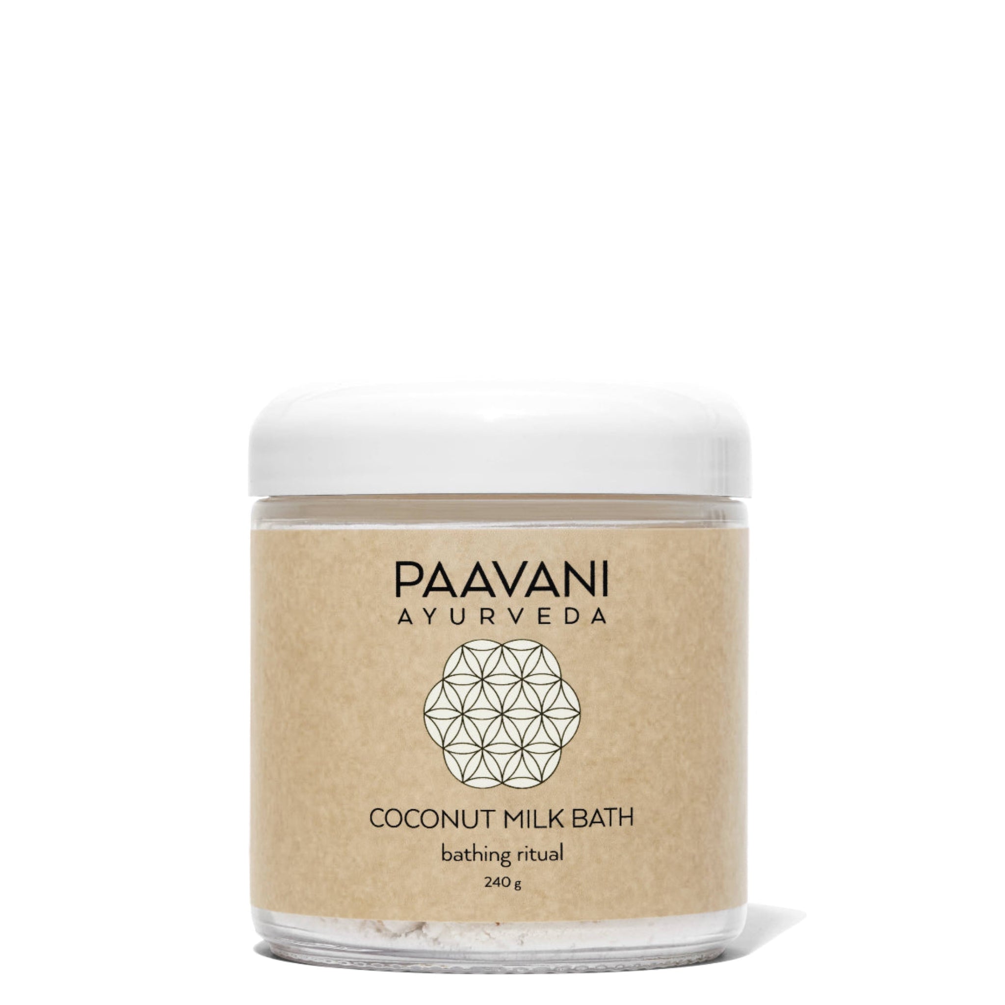 Paavani Ayurveda coconut milk bath product on a white background