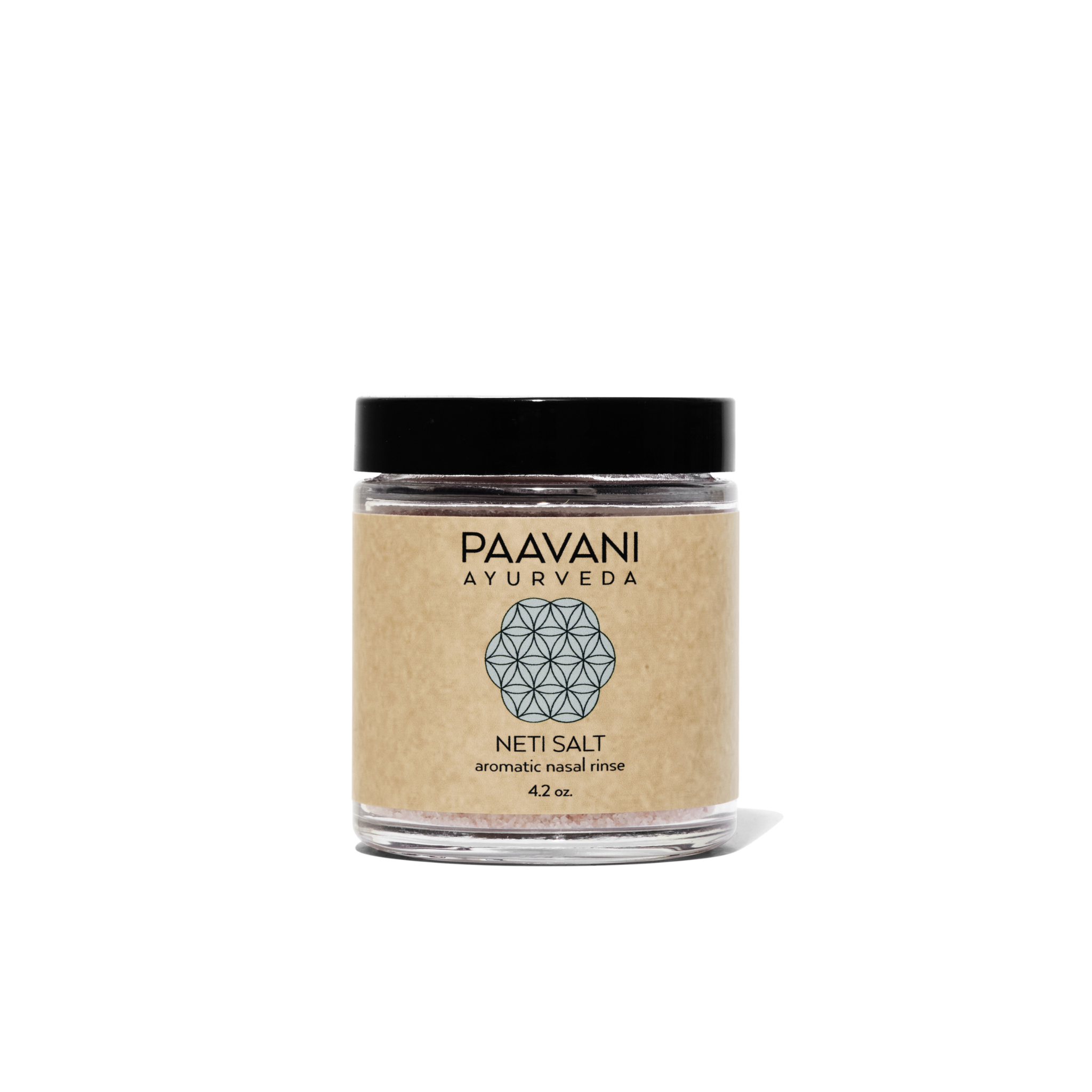 Jar of Paavani Ayurveda Neti Salt on a white background