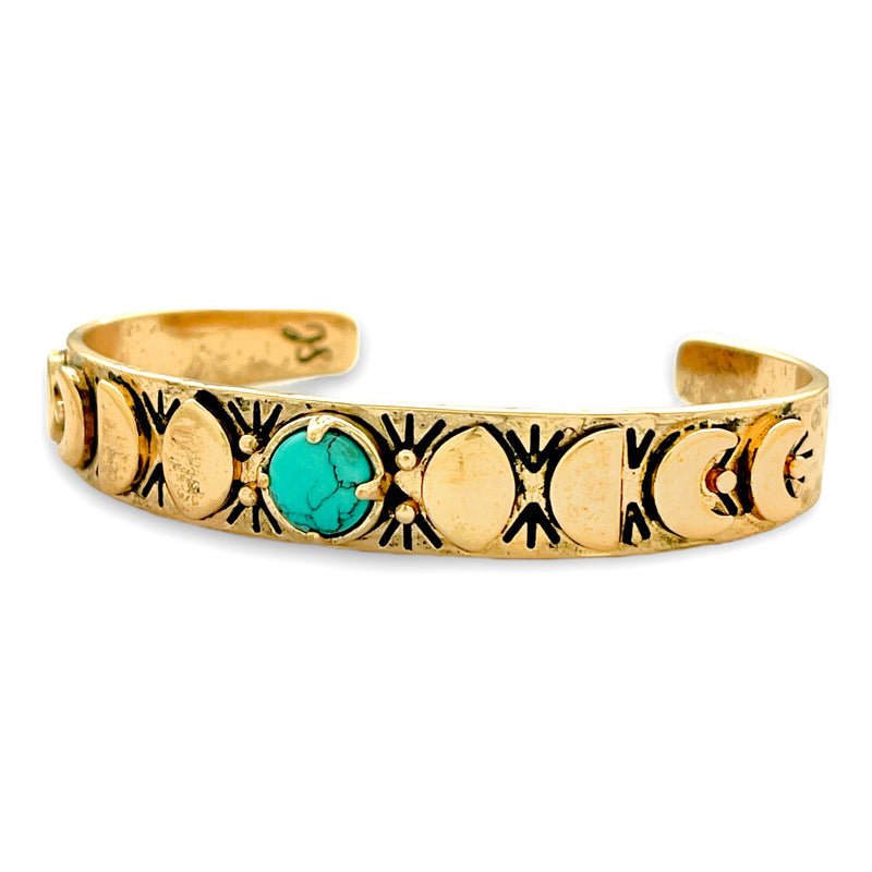 Turquoise Moon Phases Cuff Bracelet